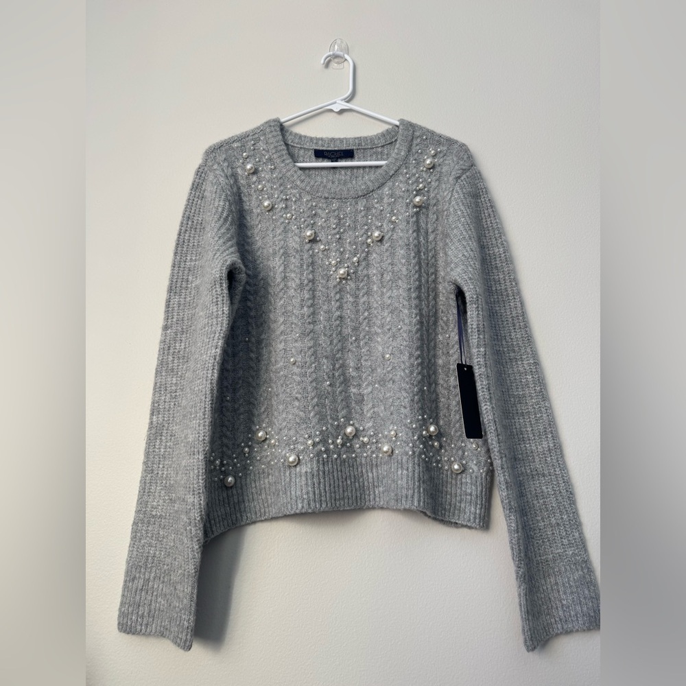 Rachel Roy Silver Gray Warm Pearl Sweater Size L NWT